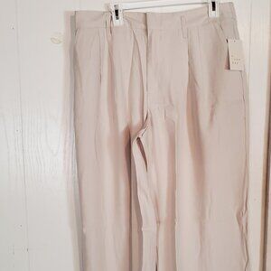 Womens Cream colored pants 14L High-Rise Linen Pleated Front Straight Pants
